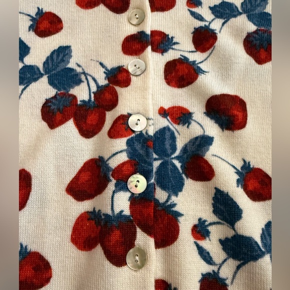 New REFORMATION Bernadette Crew Cardigan in Strawberry Jam - Picture 9 of 15